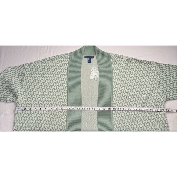 Isaac Mizrahi 1X Green Open Cardigan Dropped Shoulder Ribbed Shawl Collar New - Picture 9 of 11